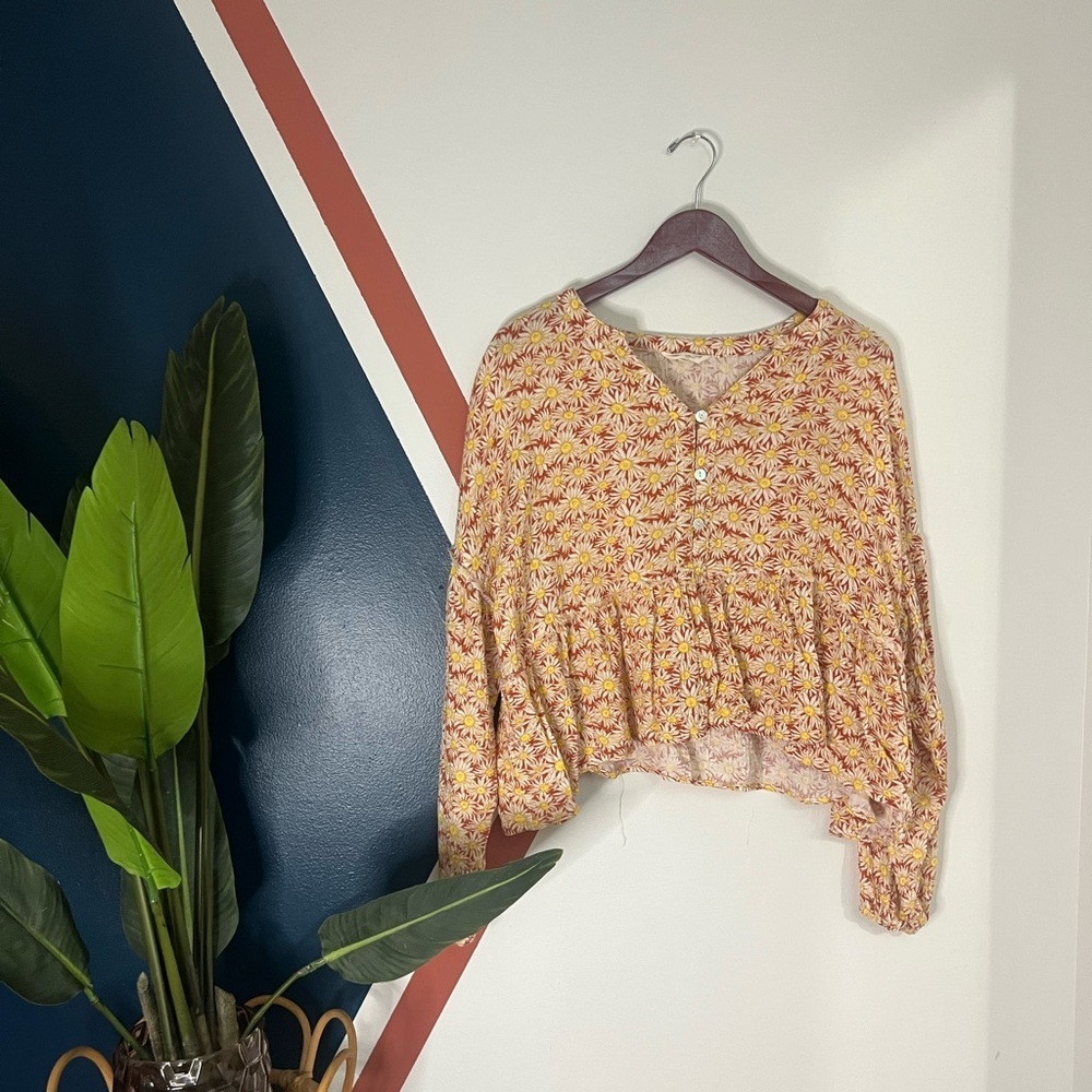 Simply Southern Floral Blouse - Yellow and Orange Country Cowgirl Vibe